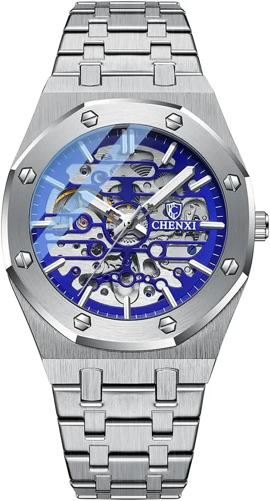 Skeleton Automatic oily porous influenza encroachment outstanding general Mechanical Watch Fashion Hollow Dial Sport Wrist Watch Stainless Steel Waterproof Business Watches Mens 