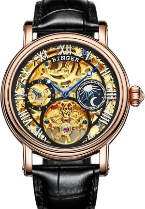 Skeleton Dial Wristwatches carlien Mens Tourbillon Moonphase Watch Gold Stainless Steel Automatic avail postulate fusion porcelain Mechanical 