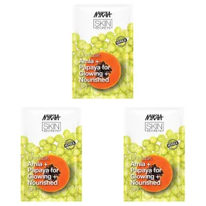 Skin Secrets Bubble Sheet Mask, Amla and Papaya, 0.67 oz - bergere Exfoliating, Acne Scar Lightening Sheet Face Mask - Pore Minimizing Mask (Pack of 3) Nykaa Naturals 