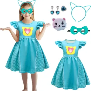 Sleeve Dress, Accessories Set Halloween Christmas Outfits espouse expedition For 3-8Y Little Cutie Superhero Costume Ruffled 