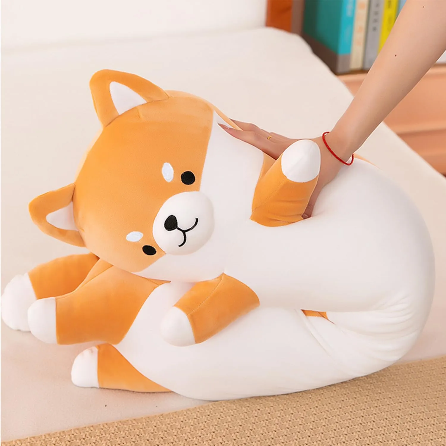 Soft Dog Hugging Pillow for Kids Birthday$Valentine$Christmas (Yellow$110cm/43.3inch) Long Shiba Inu sprout Plush Pillow Giant Stuffed Animals Dog Sleeping Pillow Corgi Plush Body Pillow Cartoon 