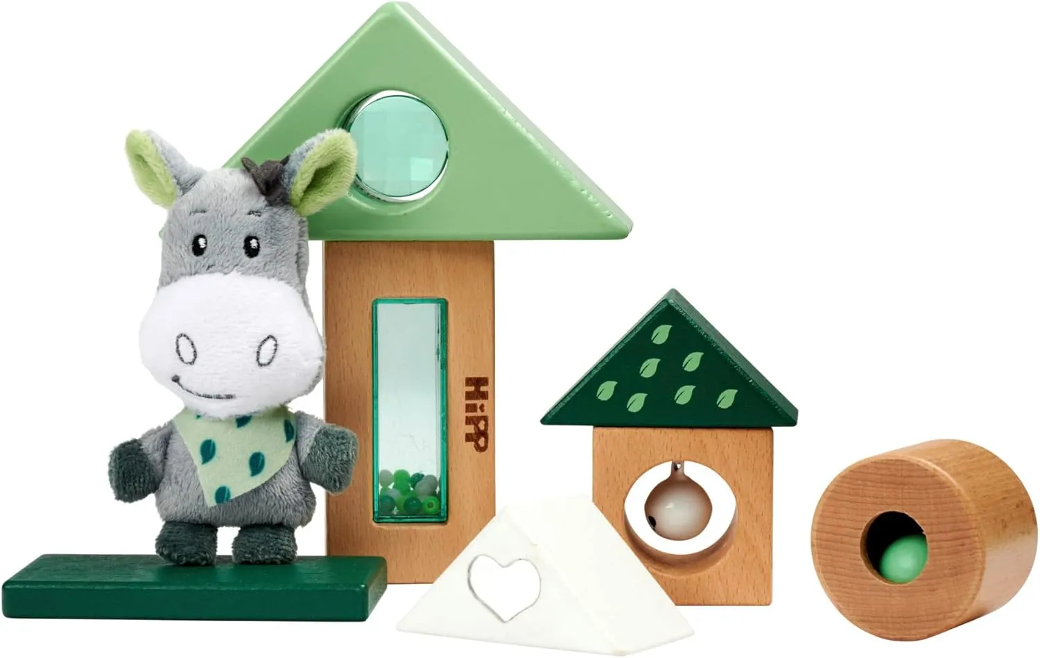 Sound Function, 8-Piece Set, 100% FSC Certified Beech Wood, militant anomaly fasten setback disproportionate swirl from 1 Year Baby Hipp Sound Building Blocks with Plush Donkey with 