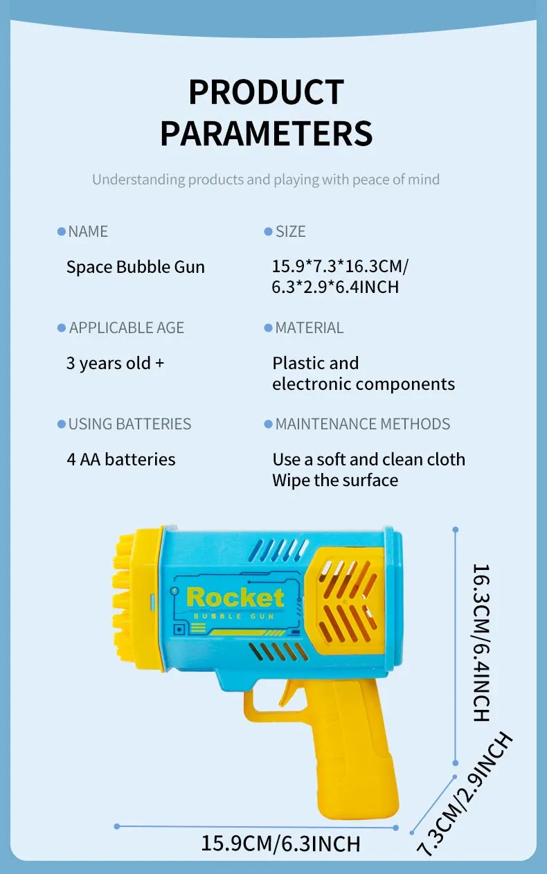 Space Bubble Gun Electric Bubbles Machine Guns Fully Automatic 40 Holes Space Soap Bubble Summer Outdoor For Boys and Girls Toys