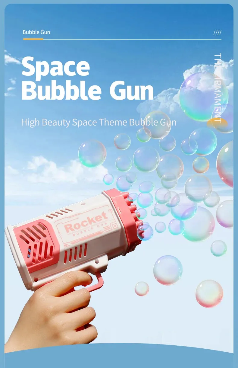 Space Bubble Gun Electric Bubbles Machine Guns Fully Automatic 40 Holes Space Soap Bubble Summer Outdoor For Boys and Girls Toys