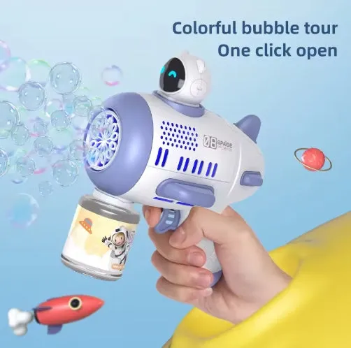 Spaceman Bubble Maker Rocket 12 Holes Shape Soap Bubble Blower Maker with Light Bubble Machne Toys for Boys Girls Birthday Gift