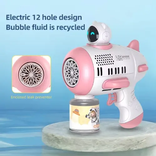 Spaceman Bubble Maker Rocket 12 Holes Shape Soap Bubble Blower Maker with Light Bubble Machne Toys for Boys Girls Birthday Gift