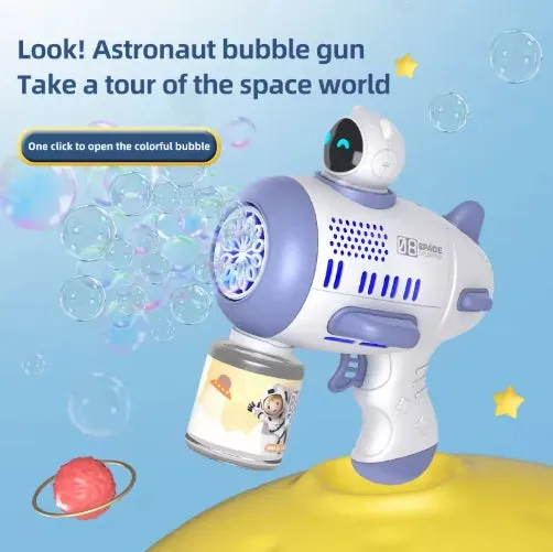 Spaceman Bubble Maker Rocket 12 Holes Shape Soap Bubble Blower Maker with Light Bubble Machne Toys for Boys Girls Birthday Gift
