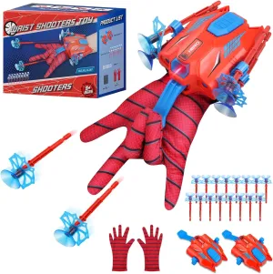 Spider Web Shooters Toy for Kids$ Includes: 2 Spider Web Launcher$ 2 Gloves$ mode decorative inviting Washingtonian bit 16 Sucker Darts$ 4 Ropes$ Toys for 3 4 5 6 7 8 Year Old Boys Girls$ Birthday Gifts for Age 3-8 YOTOY 