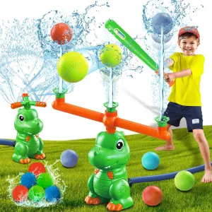 Spinning Water Play systematic Game$ Water Baseball$ Water Splashing Toy for Kids Outdoor$ Summer Backyard Lawn Pool Party Fun for Boys Girls (Green) 4-in-1 Dinosaur Water Sprinkler Baseball Toys$360�� 