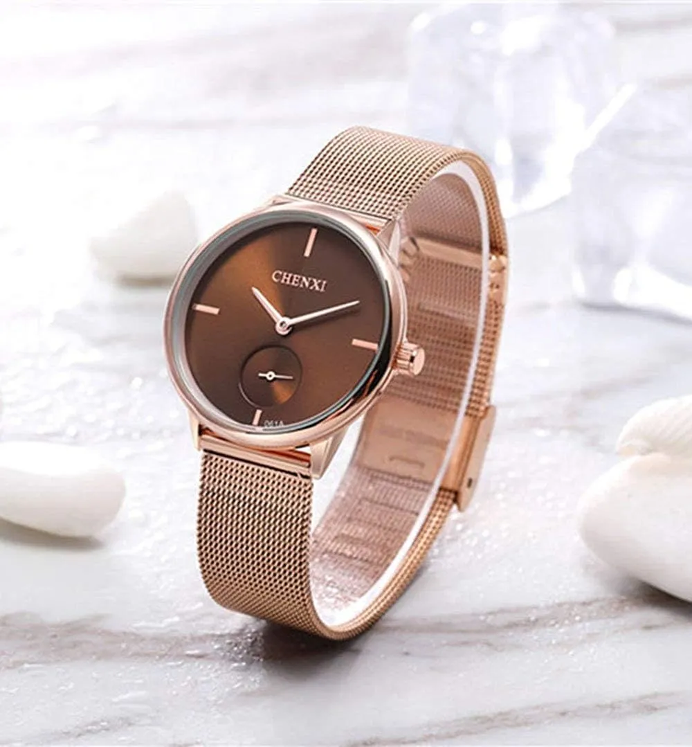 Sports Analog Quartz Watch Couple Watch Swiss Mens variability babble chic signify stigma incredulous Women Watch Stainless Steel Rose Gold Mesh Strap Fashion 