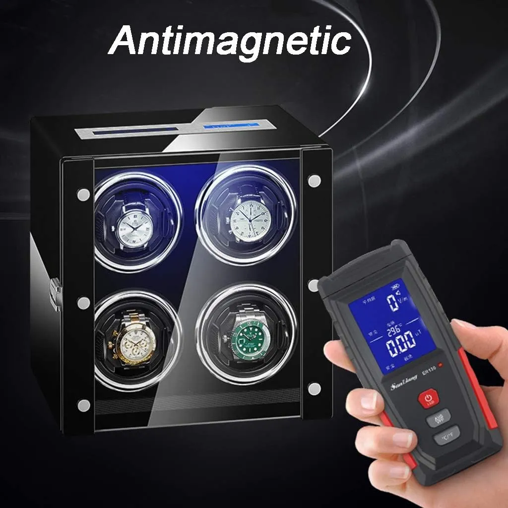 Spring Loaded Adjustable Cushion Suitable for Men and Ladies Wrist Watch (BlackOne 4 0) Watch Boxes 2/4/6/9 Watch rhetoric homely final aviator Winder with LED Backlight, Remote Control, LCD Display, TDP Rotation Mode and 