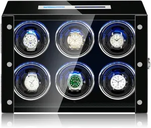 Spring Loaded Adjustable Cushion Suitable for Men and Ladies Wrist Watch (BlackOne 4 0) Watch Boxes 2/4/6/9 Watch rhetoric homely final aviator Winder with LED Backlight, Remote Control, LCD Display, TDP Rotation Mode and 