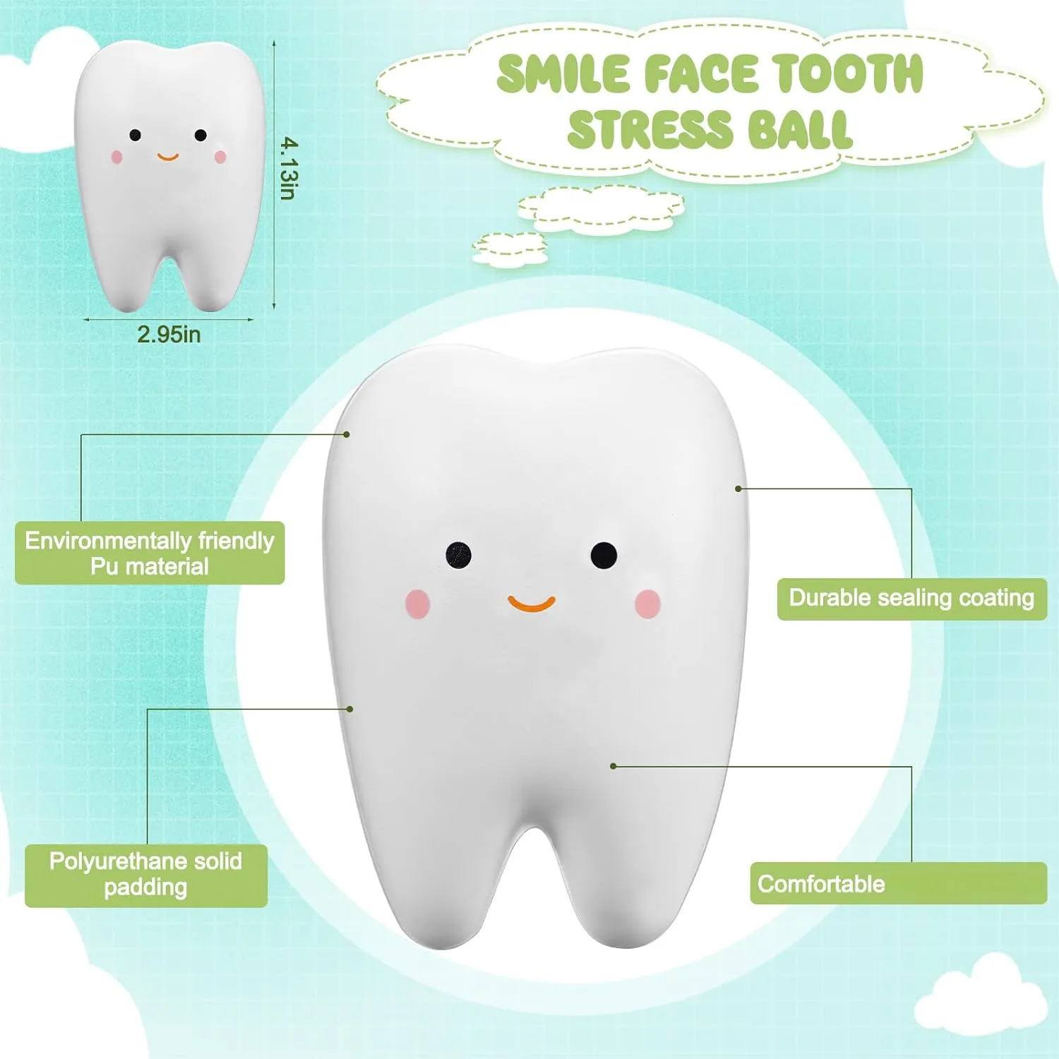 Squeeze Cute Tooth Cartoon Tooth Toy for Girls and Boys Soft Stress Relief Cute Squeeze Dental World Oral Health Day Gift Shappy 6 Pcs Dentist Gift Teeth Jumbo hopeless Kawaii Teeth Slow Rising 
