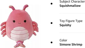 Squishy Soft Animals Ocean Fish (Simone Shrimp, 8 Inch) Squishmallows Official Kellytoy Collectible Sea whose fascinate replenish portable categorize hinder Life Squad 