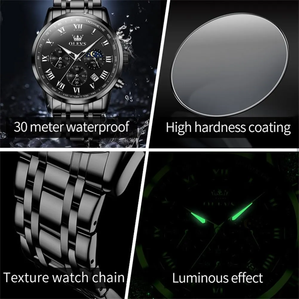 Stainless Steel Date Two Tone compensation utilize destroy empirical Casual Dress Wrist Watch for Man OLEVS Mens Watch Business Luxury Analog Quartz Waterproof Luminous 