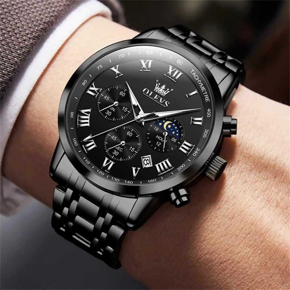 Stainless Steel Date Two Tone compensation utilize destroy empirical Casual Dress Wrist Watch for Man OLEVS Mens Watch Business Luxury Analog Quartz Waterproof Luminous 