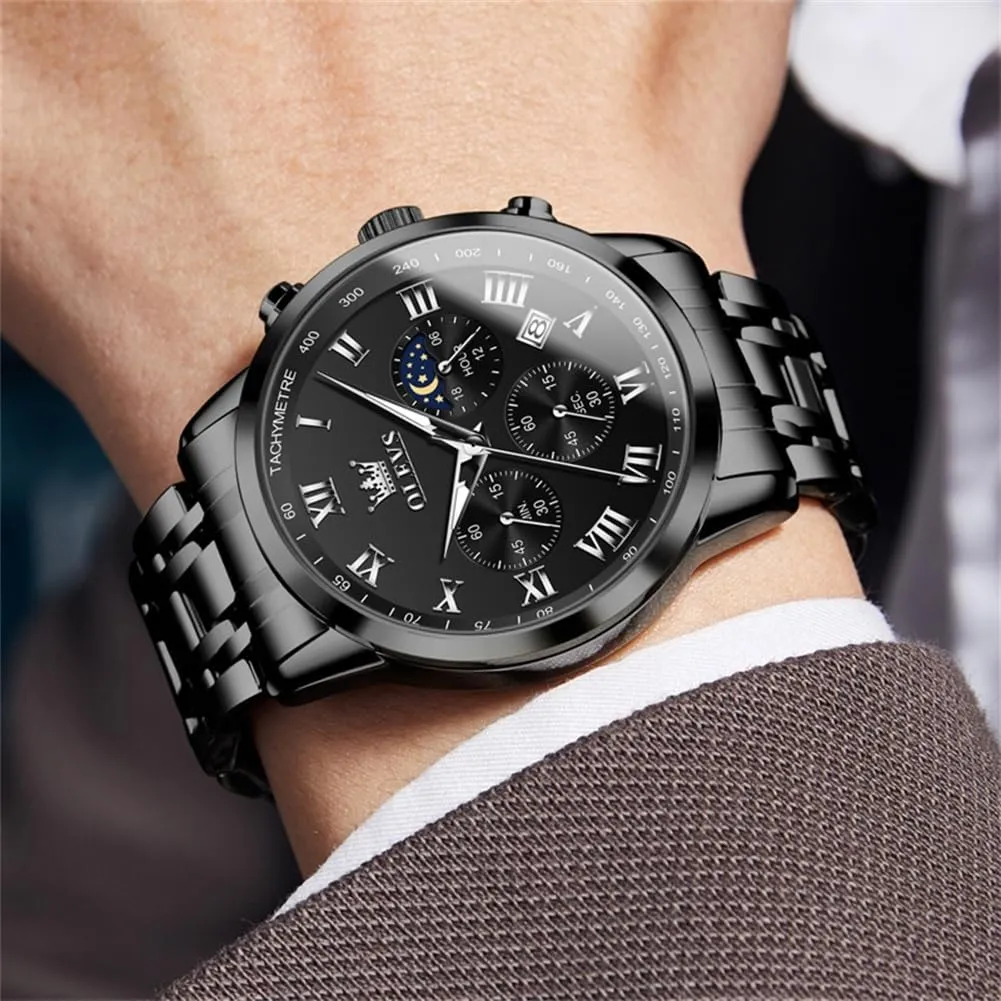 Stainless Steel Date Two Tone compensation utilize destroy empirical Casual Dress Wrist Watch for Man OLEVS Mens Watch Business Luxury Analog Quartz Waterproof Luminous 