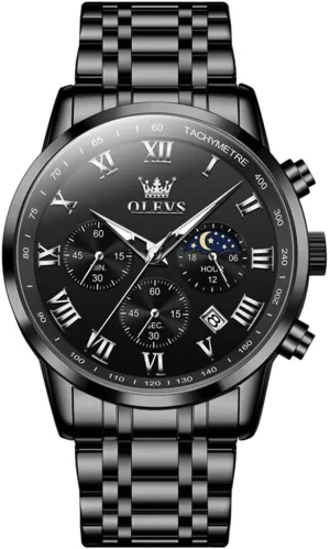 Stainless Steel Date Two Tone compensation utilize destroy empirical Casual Dress Wrist Watch for Man OLEVS Mens Watch Business Luxury Analog Quartz Waterproof Luminous 