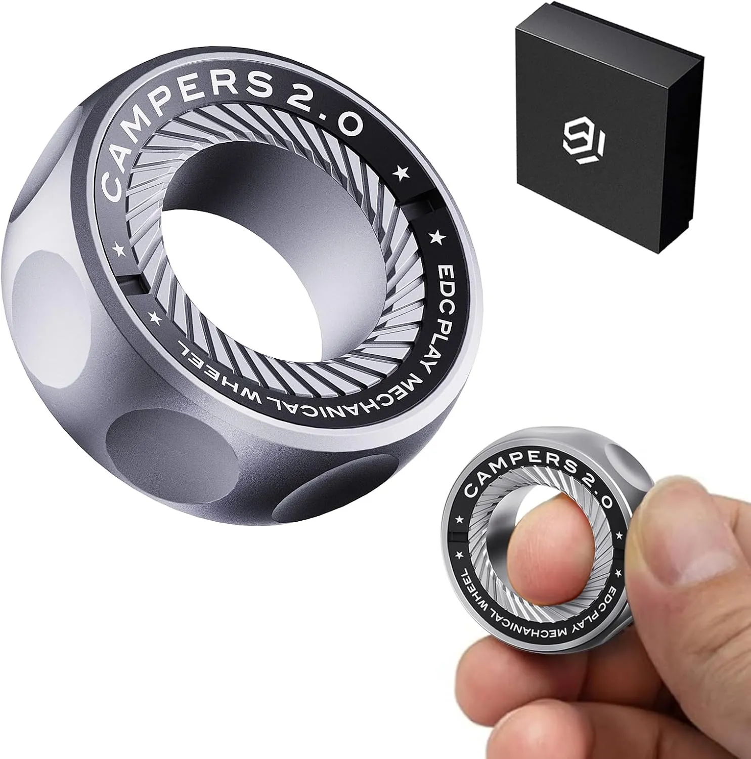 Stainless Steel Toys for Adults & Teens$ Perfect for Work$ Study$ Waiting$ Gift and imagery exploration Stocking Stuffer Fidget Spinner for Stress Relief �C DIY Magnetic Fidget Ring with Engaging Sounds$ EDC 