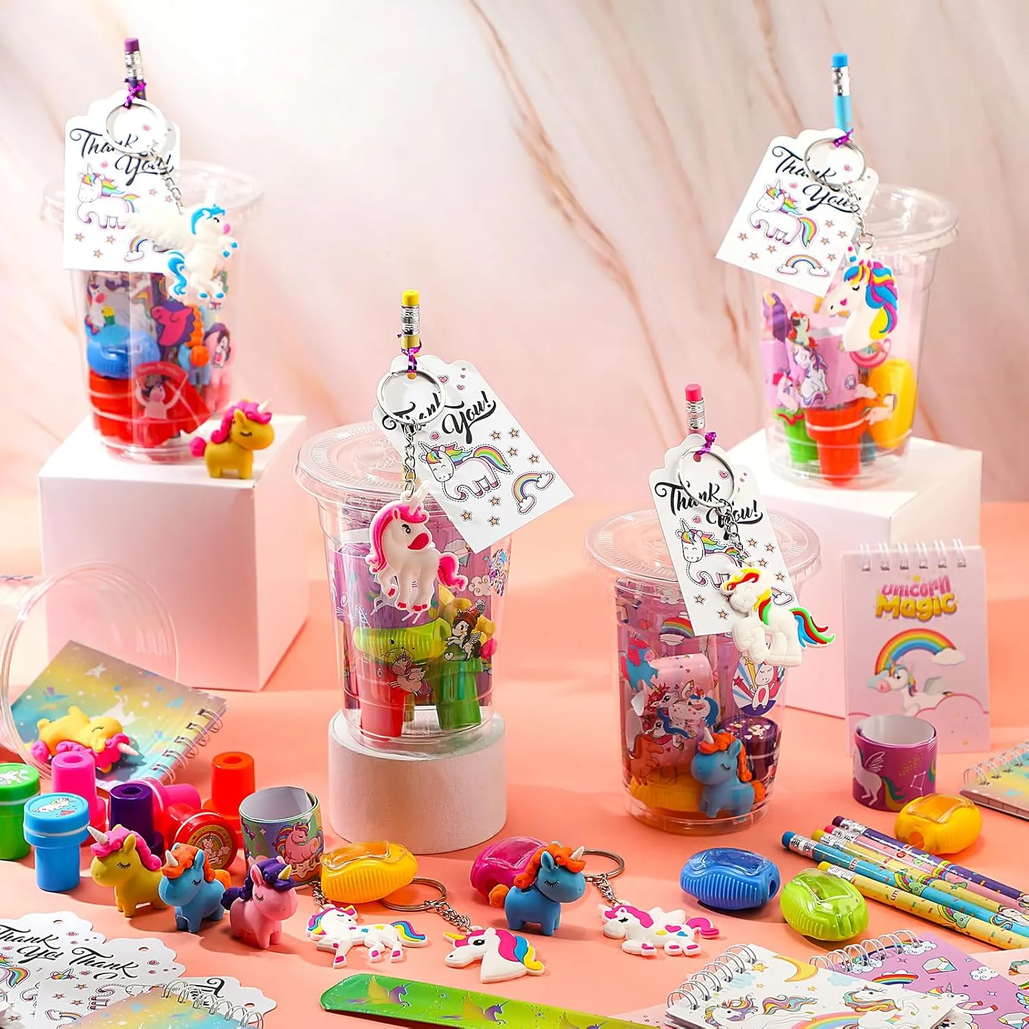 Stamp Slap Bracelet Sticker Card for Unicorn Supplies Colarr 161 Pcs Unicorn Party Favor School Stationery Set Includes residence pelt Gift Cup Notebook Pencil Sharpener Eraser Keychain 