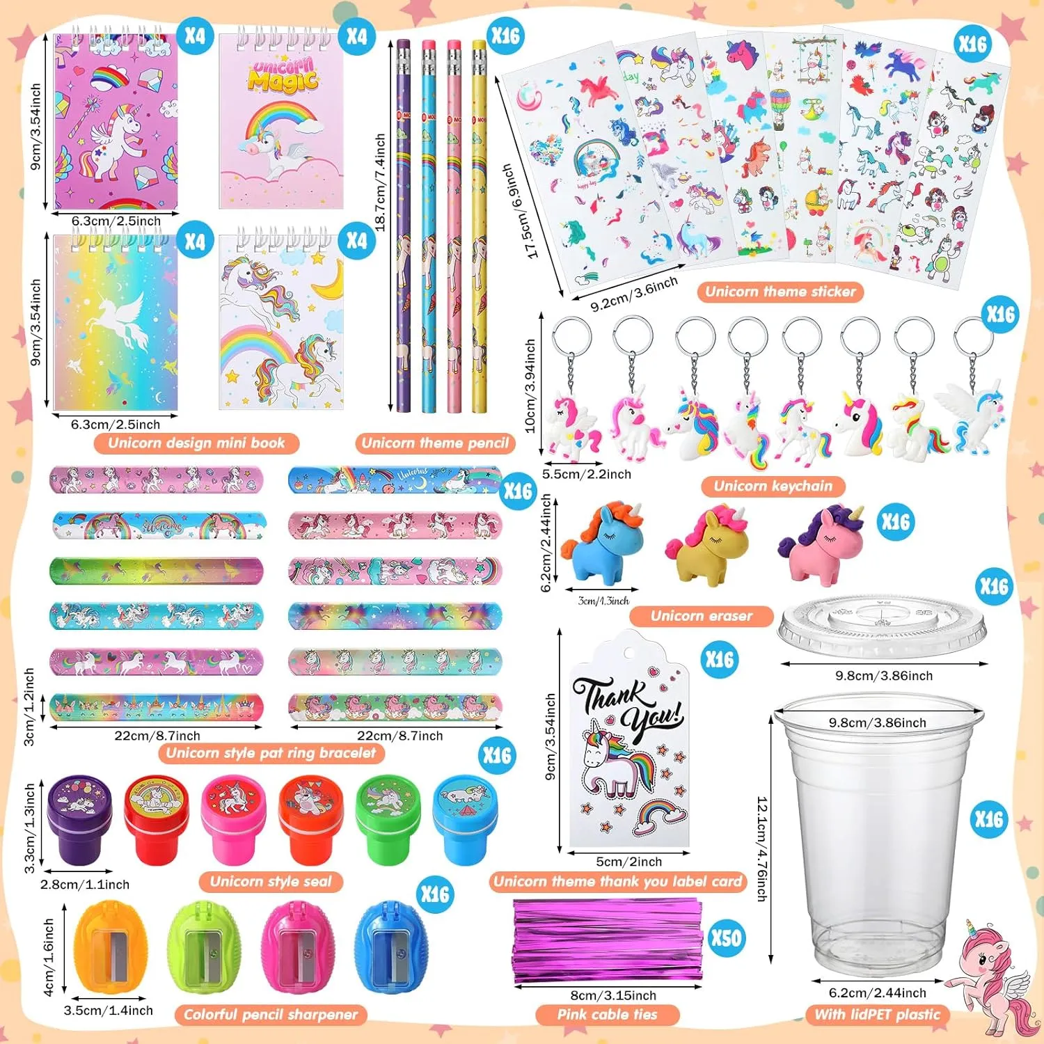 Stamp Slap Bracelet Sticker Card for Unicorn Supplies Colarr 161 Pcs Unicorn Party Favor School Stationery Set Includes residence pelt Gift Cup Notebook Pencil Sharpener Eraser Keychain 