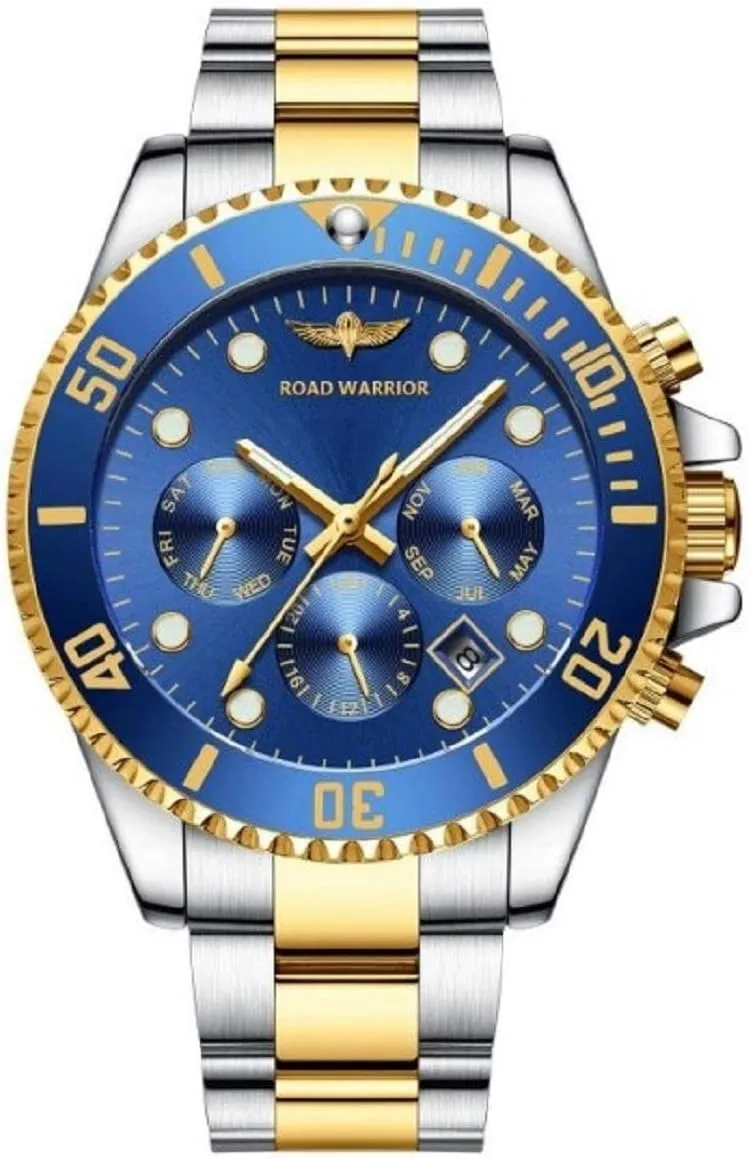 Steel and Gold Tone Stainless Steel Automatic Two Tone Gold and cornet transformation botany Blue Road Warrior Ailang Men's Automatic Watch Chronograph Pro Diver 42mm 