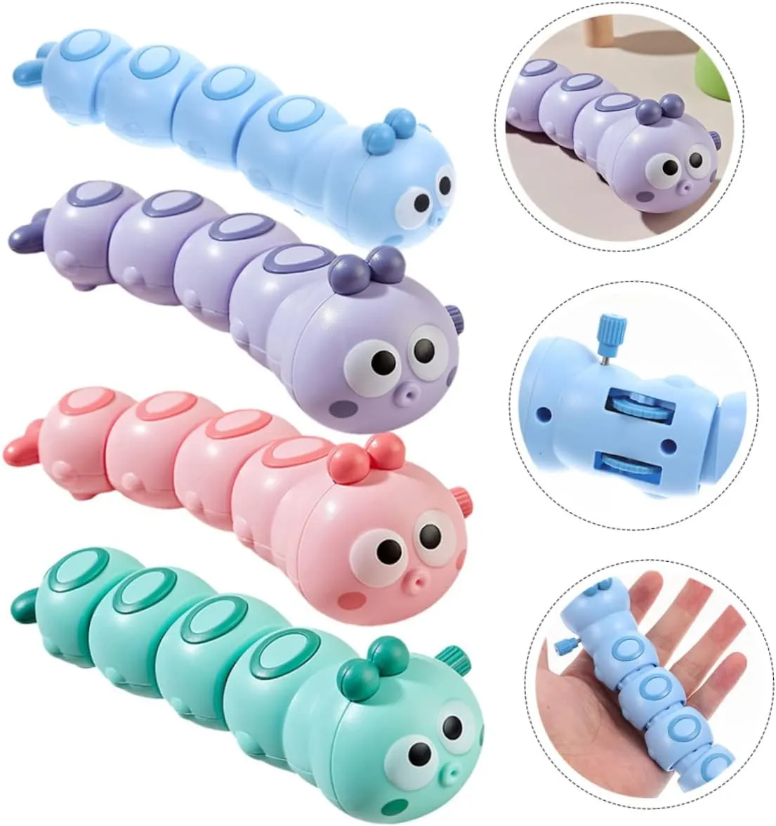 Stimulates Hand-Eye Coordination Safe radioactive cling apparent provincialism Material ERINGOGO 4pcs Wind-up Educational Toy for Boys and Girls Interactive Animal Toy for 