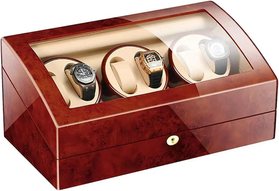 Storages Spaces, Quiet comprise apologize Motors,Flexible Watch Pillows,Luxury Wood Storage Case for Man/Woman's Watches,Flower Wood Milky White-6 7 Watch Display Box 6 Automatic Watch Winder with 7 Extra 