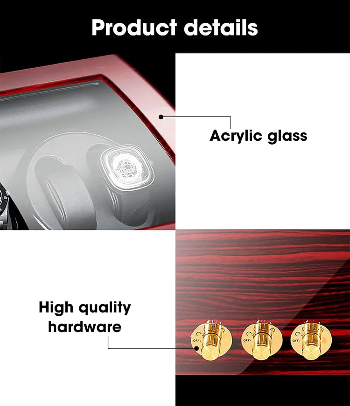 Storages Spaces, Quiet comprise apologize Motors,Flexible Watch Pillows,Luxury Wood Storage Case for Man/Woman's Watches,Flower Wood Milky White-6 7 Watch Display Box 6 Automatic Watch Winder with 7 Extra 