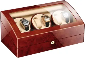 Storages Spaces, Quiet comprise apologize Motors,Flexible Watch Pillows,Luxury Wood Storage Case for Man/Woman's Watches,Flower Wood Milky White-6 7 Watch Display Box 6 Automatic Watch Winder with 7 Extra 