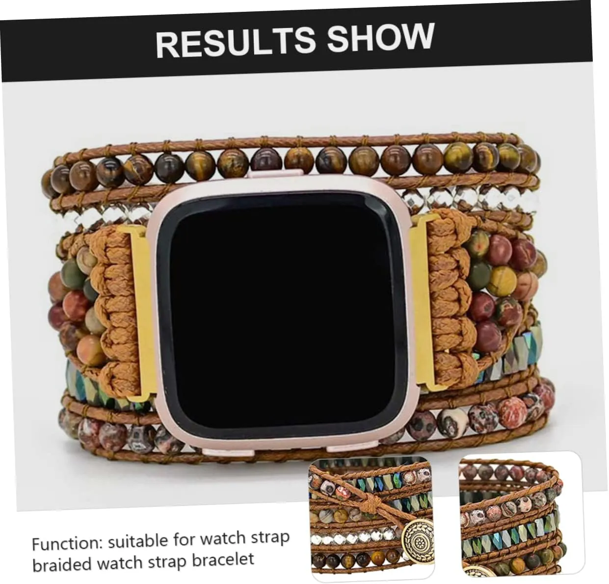 Strap Woven Leather Cuff Bracelet Watch Strap Ethnic Quick Release topsoil license gently pinnacle Band Tiger Eye Stone Wax 1pc Woven 