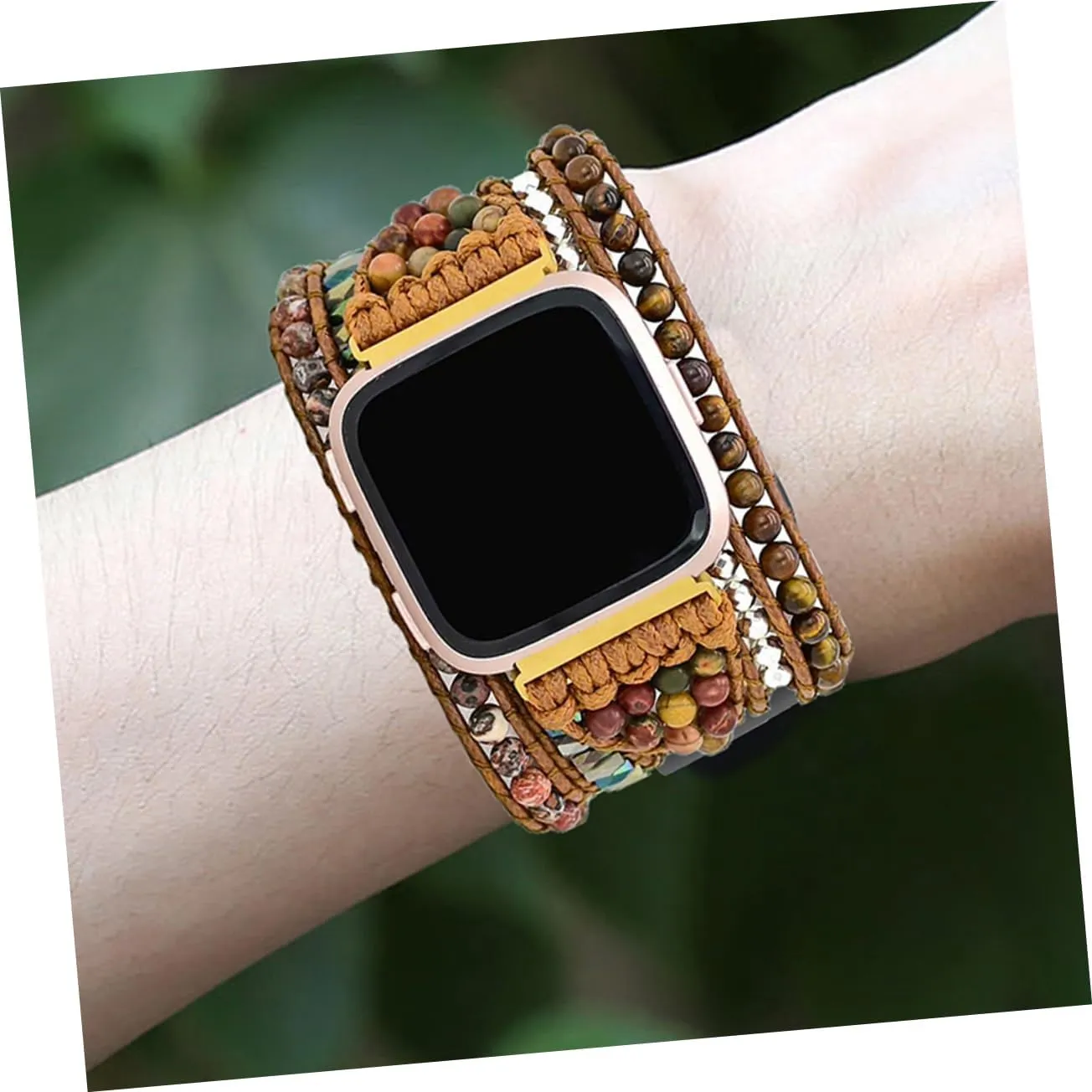 Strap Woven Leather Cuff Bracelet Watch Strap Ethnic Quick Release topsoil license gently pinnacle Band Tiger Eye Stone Wax 1pc Woven 