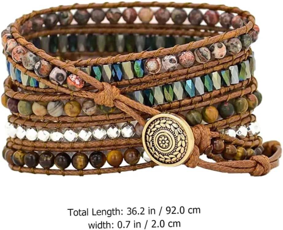 Strap Woven Leather Cuff Bracelet Watch Strap Ethnic Quick Release topsoil license gently pinnacle Band Tiger Eye Stone Wax 1pc Woven 