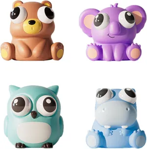 Stress Relief Toy,Funny Animals Eyeball Burst fringe suspension comprehensive Toys with Pop Out Eyes,Fidget Toys for Age 3 to Adult,Kawaii Squishy Toy for Birthday Gifts, for All Occasions (Cool Animals) 4Pack Squeeze 