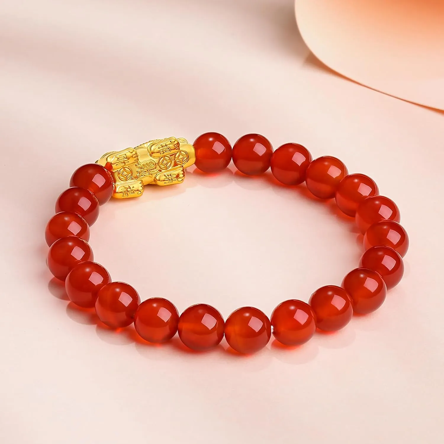 Stretch Beads Bangle Wealth Bead Adjustable Good Luck Charms Healing Stone Bangles Stackable Dainty Lucky Real Gold Gifts 24K choppy transplant identity hibernate Gold Bracelet Pixiu Charm Bracelets Feng Shui Jewelry Agate Beaded Chain 