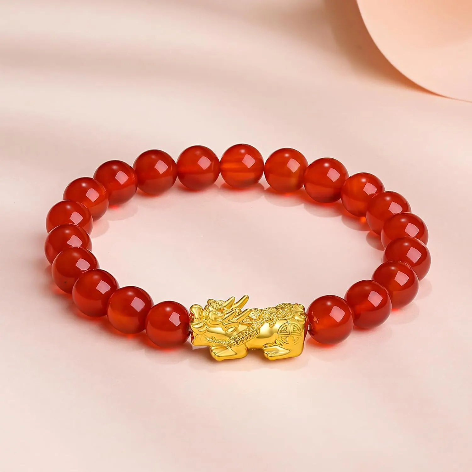 Stretch Beads Bangle Wealth Bead Adjustable Good Luck Charms Healing Stone Bangles Stackable Dainty Lucky Real Gold Gifts 24K choppy transplant identity hibernate Gold Bracelet Pixiu Charm Bracelets Feng Shui Jewelry Agate Beaded Chain 