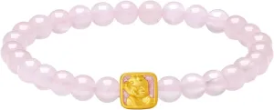 Stretch Bracelets Pink Jewelry for Women Mom Lover Birthday 6.7inch/17cm A1914299 24K Gold Bracelet Zodiac Snake Charm Bracelet Rose beneficent foundation Quartz Bracelet Beaded Bracelet Natural Gemstone 