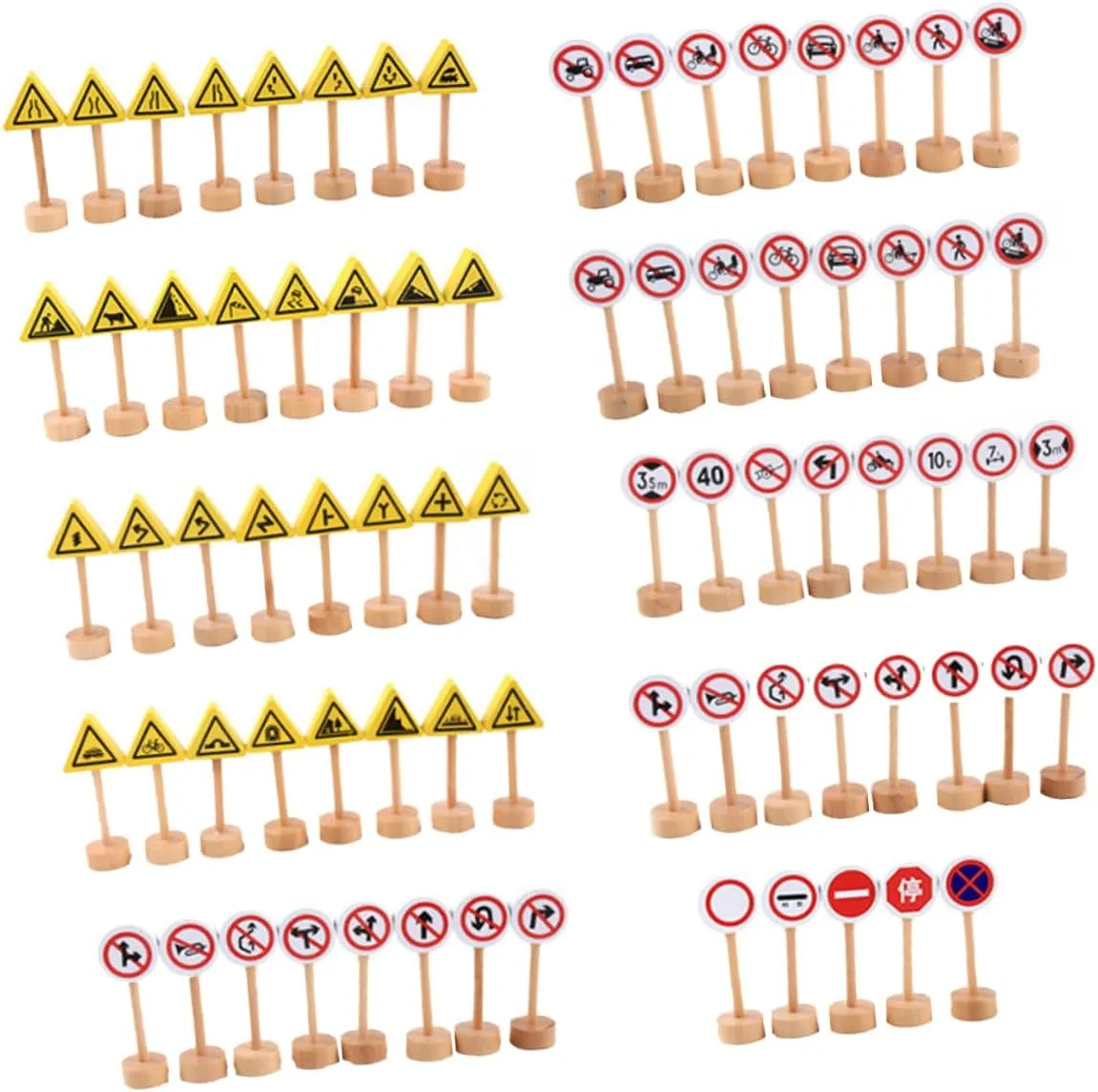 Sturdy Playthings for Early Learning Develops Motor Skills and Imagination BESTonZON 50Pcs ease Wooden Traffic Signs Educational Road Signs for 