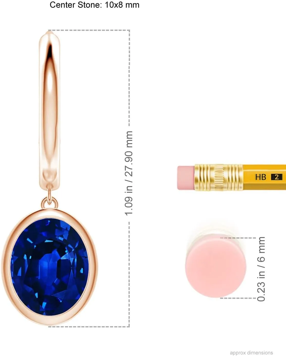 suitably Hoop Drop Earrings in 14K Solid Gold/Platinum | September Birthstone$ Birthday$ Engagement$ Anniversary$ Wedding Jewelry Gift for Women ANGARA Oval Lab Grown Blue Sapphire 