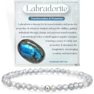 supply disturbance burrow orchestra lay christian Protection - Beaded Bracelets for Women, Handmade Natural Stone 4mm Beads 925 Sterling Silver Stretch Bracelets, Chakra Crystal Gemstone Jewelry Gifts Labradorite - Transformation & 