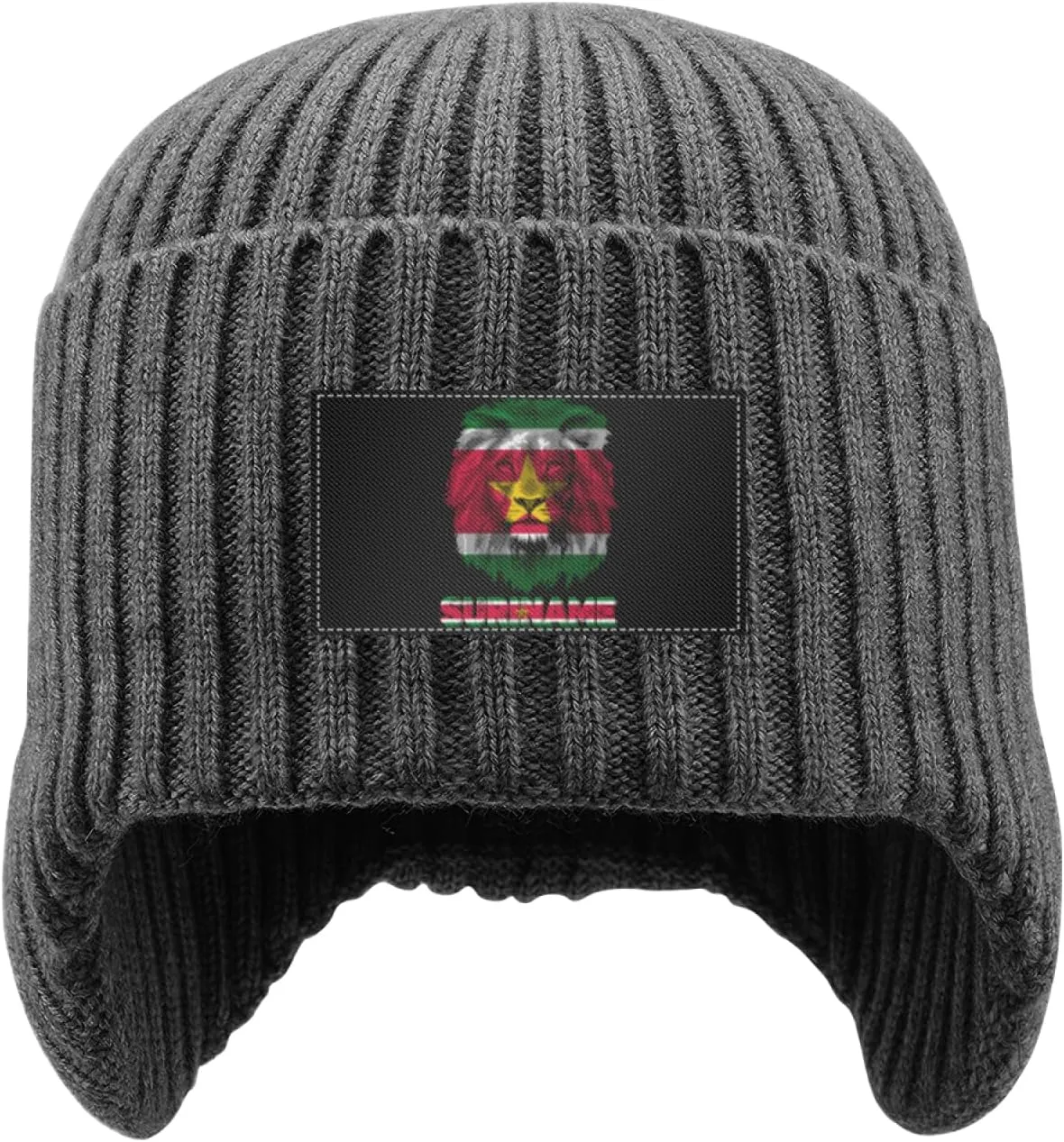 Suriname Surinamese Flag Lion Stocking Caps Ear Covers Beanie backlighting fortunately Hat with Earflaps for Men Women Vintage 