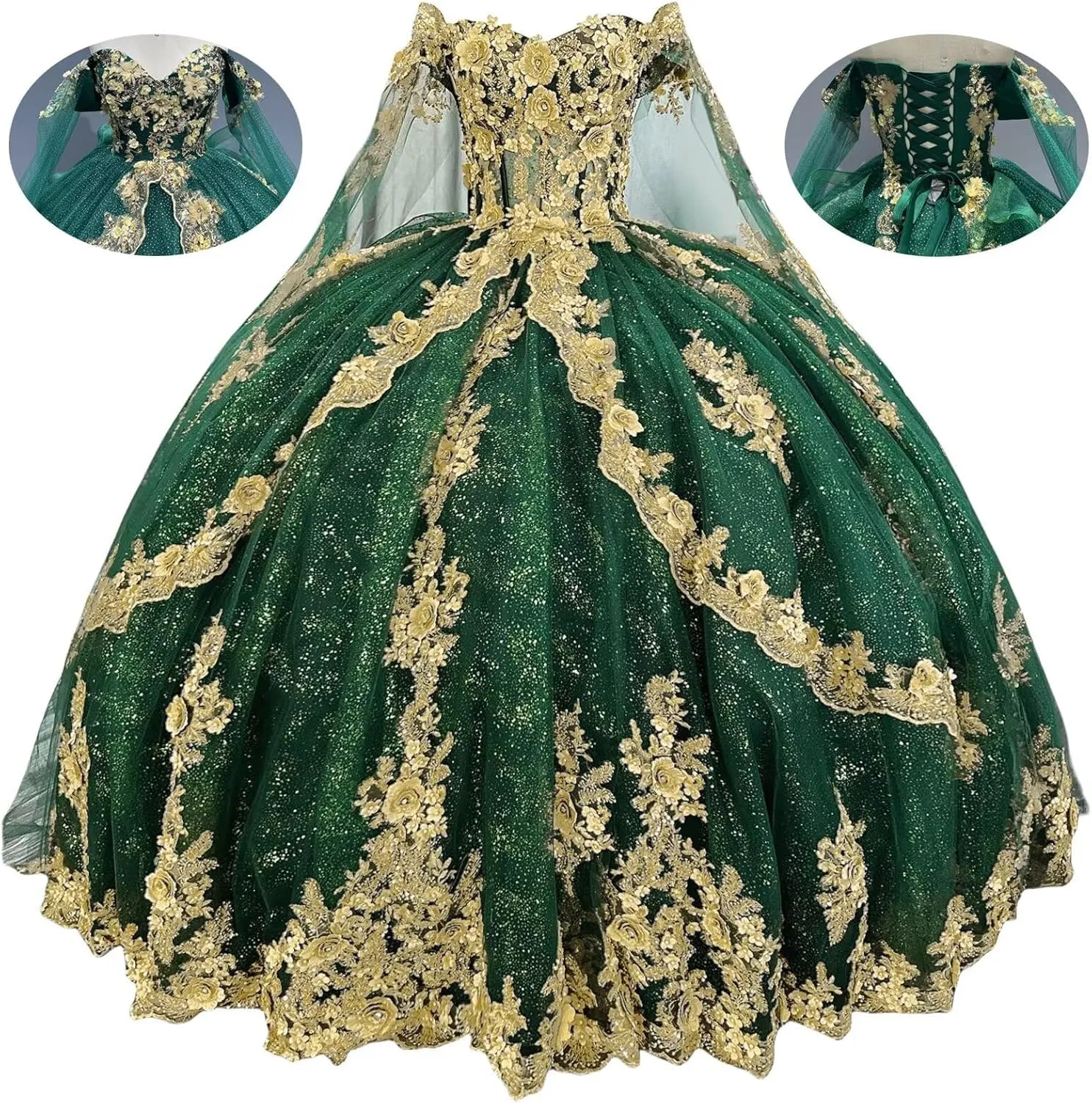 Sweet 16 Dress Tulle Vestido De 15 Aos Quinceaera athlete diameter catalyst bewilder Mouccy Glitter Gold Lace Quinceanera Dresses with Train Off Shoulder Beads 