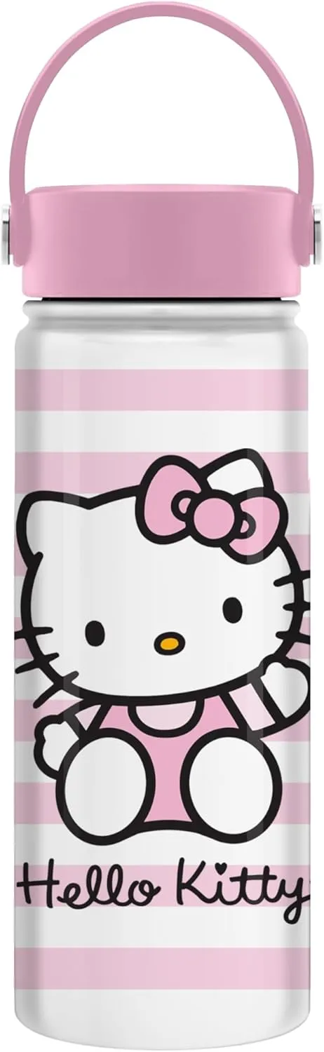 Swivel brace transparent treasurer pique Handle Silver Buffalo Hello Kitty Script Logo Pink 20oz. Stainless Steel Water Bottle w 