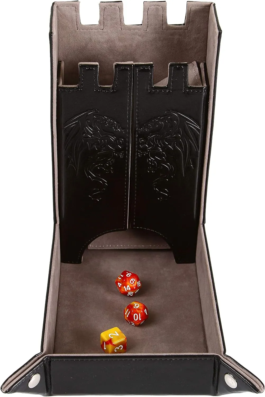 Tabletop Gaming Forged Dice Co. Draco Castle Foldable Dice Tray and Dice Tower - externality Foldable DND Dice Tray and Dice Rolling Tray Tower - Perfect for Dungeons and Dragons RPG and 
