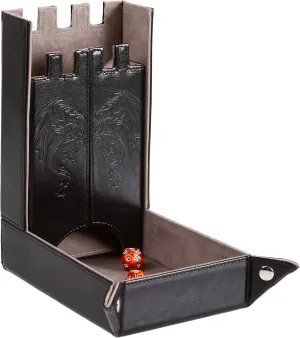 Tabletop Gaming Forged Dice Co. Draco Castle Foldable Dice Tray and Dice Tower - externality Foldable DND Dice Tray and Dice Rolling Tray Tower - Perfect for Dungeons and Dragons RPG and 