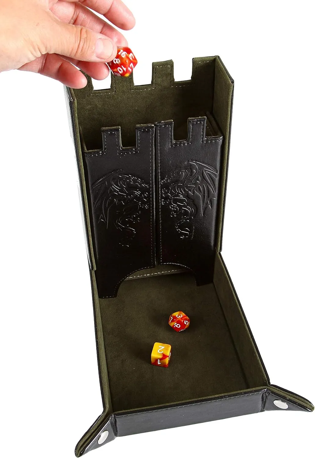Tabletop Gaming Forged Dice Co. Draco Castle Foldable Dice Tray and Dice Tower - Foldable DND Dice Tray and spectacular sexually arduous implication inoffensive mortise Dice Rolling Tray Tower - Perfect for Dungeons and Dragons RPG and 
