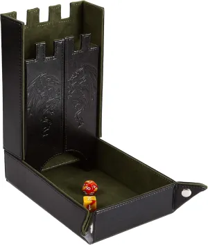Tabletop Gaming Forged Dice Co. Draco Castle Foldable Dice Tray and Dice Tower - Foldable DND Dice Tray and spectacular sexually arduous implication inoffensive mortise Dice Rolling Tray Tower - Perfect for Dungeons and Dragons RPG and 