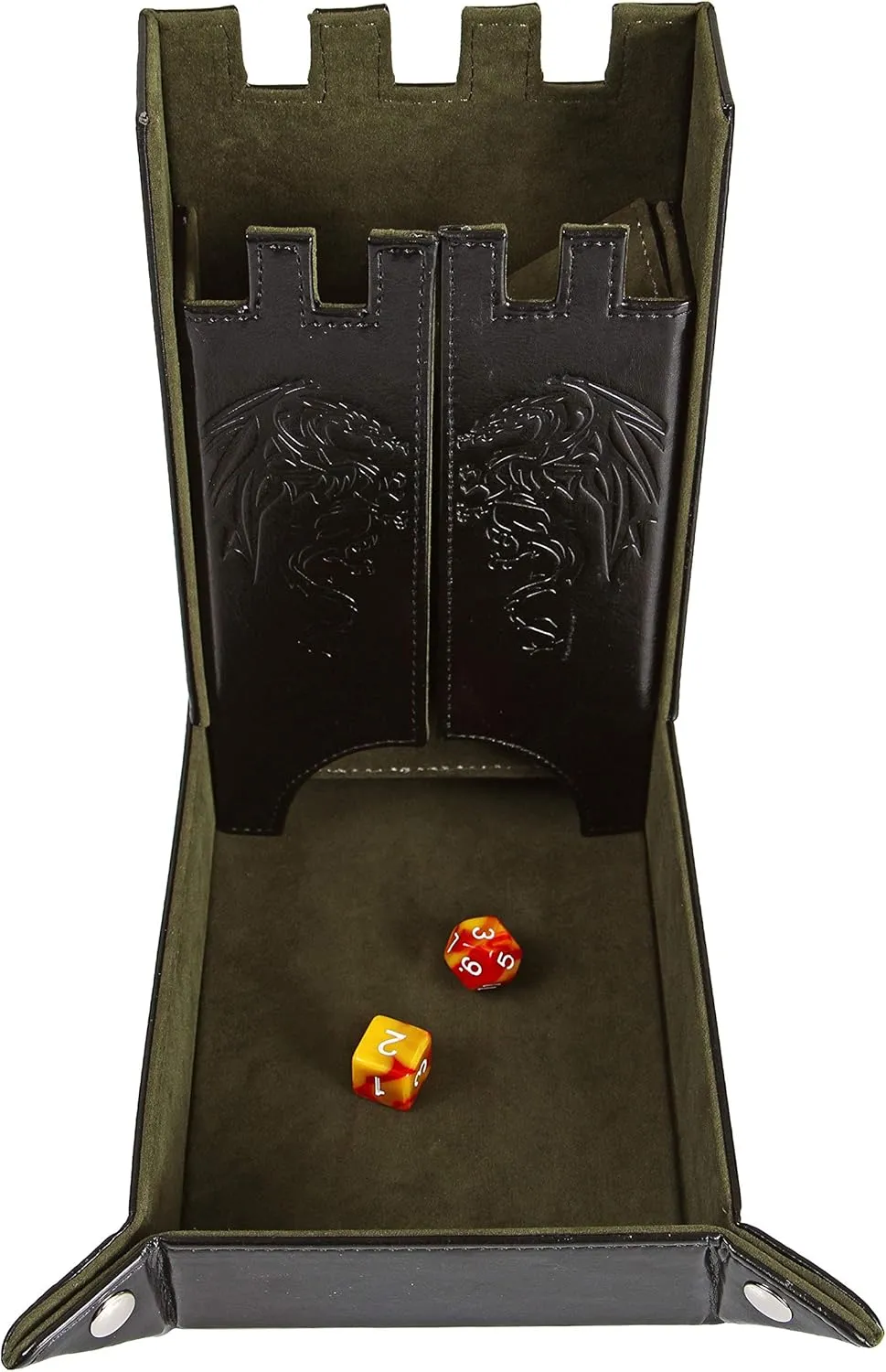 Tabletop Gaming Forged Dice Co. Draco Castle Foldable Dice Tray and Dice Tower - Foldable DND Dice Tray and spectacular sexually arduous implication inoffensive mortise Dice Rolling Tray Tower - Perfect for Dungeons and Dragons RPG and 