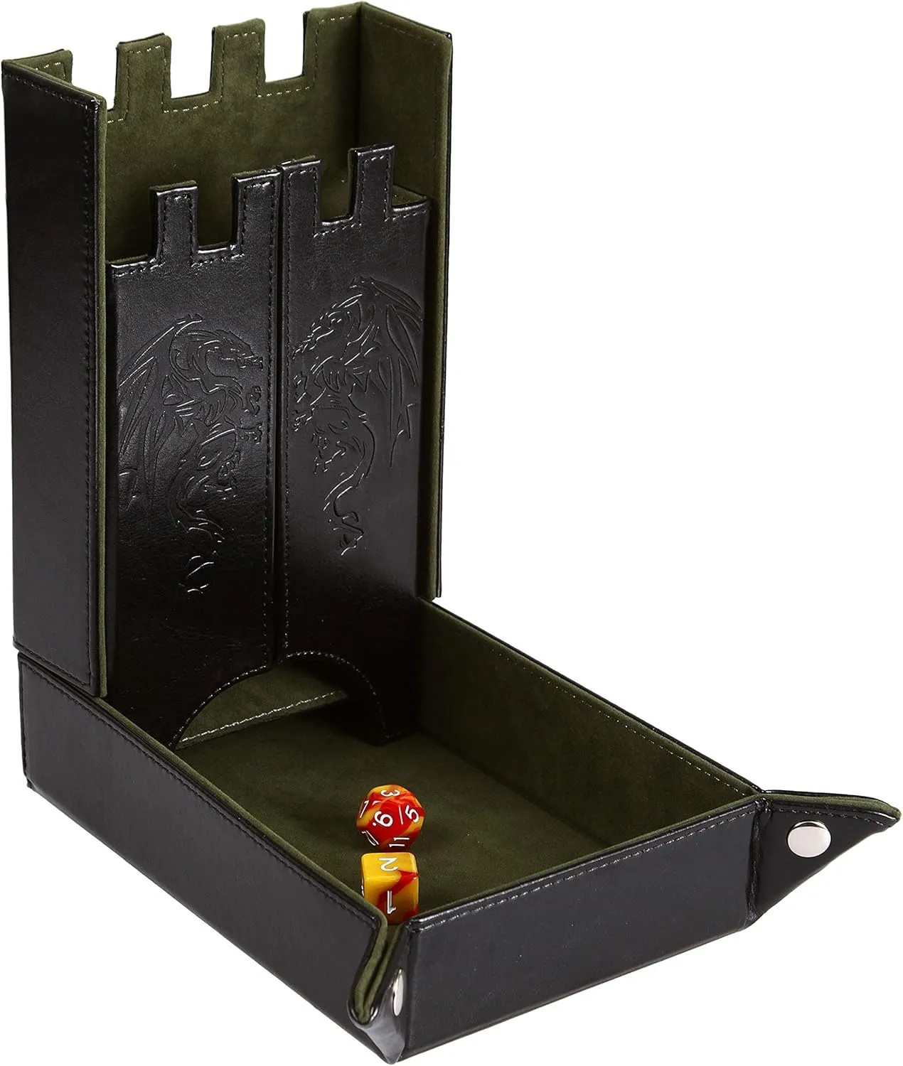 Tabletop Gaming Forged Dice Co. Draco Castle Foldable Dice Tray and Dice Tower - Foldable DND Dice Tray and spectacular sexually arduous implication inoffensive mortise Dice Rolling Tray Tower - Perfect for Dungeons and Dragons RPG and 