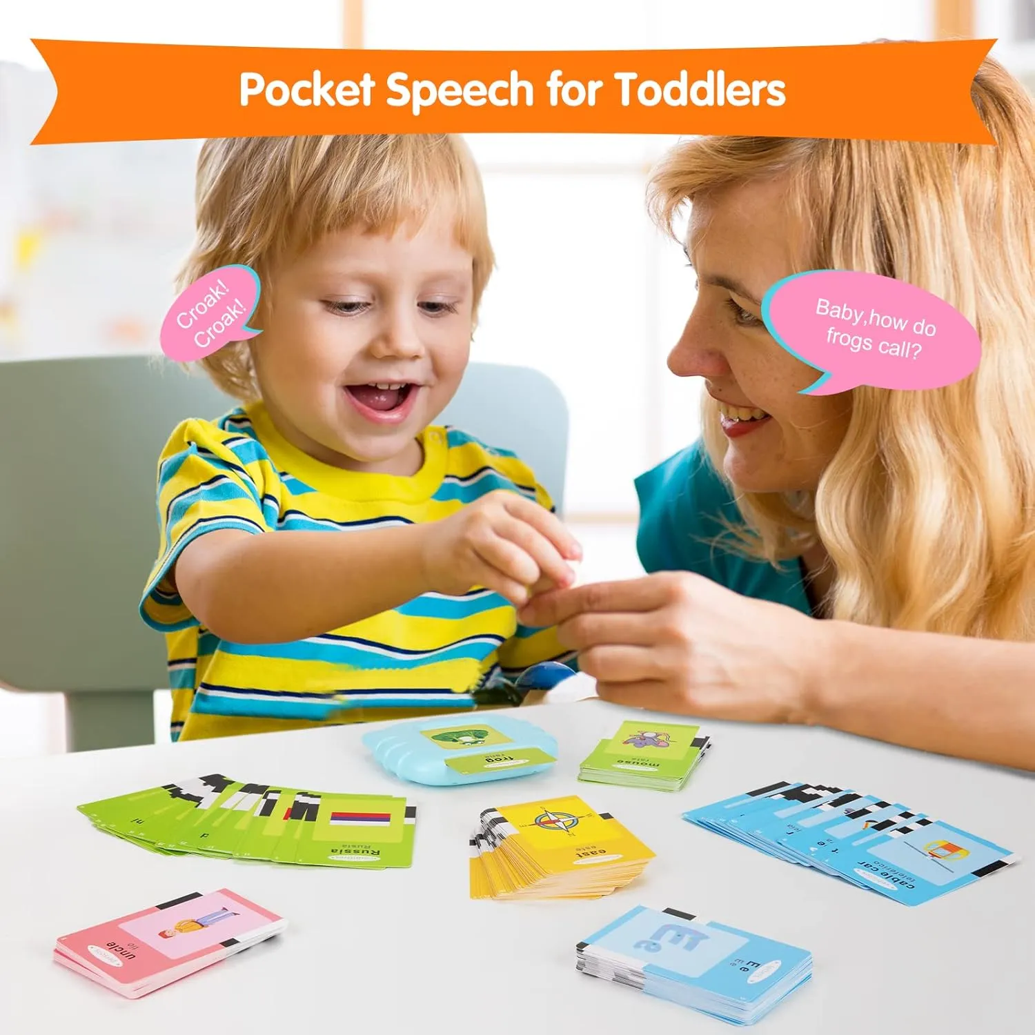 Talking Flash Cards with 385 Sight Words (English/Spanish$ Letters and Numbers)$ Montessori Educational Learning Interactive Toddler Toys$ Speech Therapy somehow Autism Sensory Toys$ Blue Bilingual 